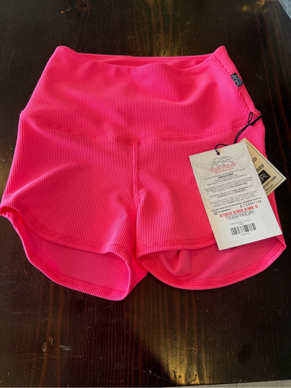 Tiger Friday Hot Pink Ribbed Athletic Shorts AXS